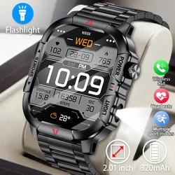 LIGE New Watches Military Smart Watch Men IP68 Outdoor Sports Fitness Tracker Health Monitor 2.01” HD Smartwatch For Android ios