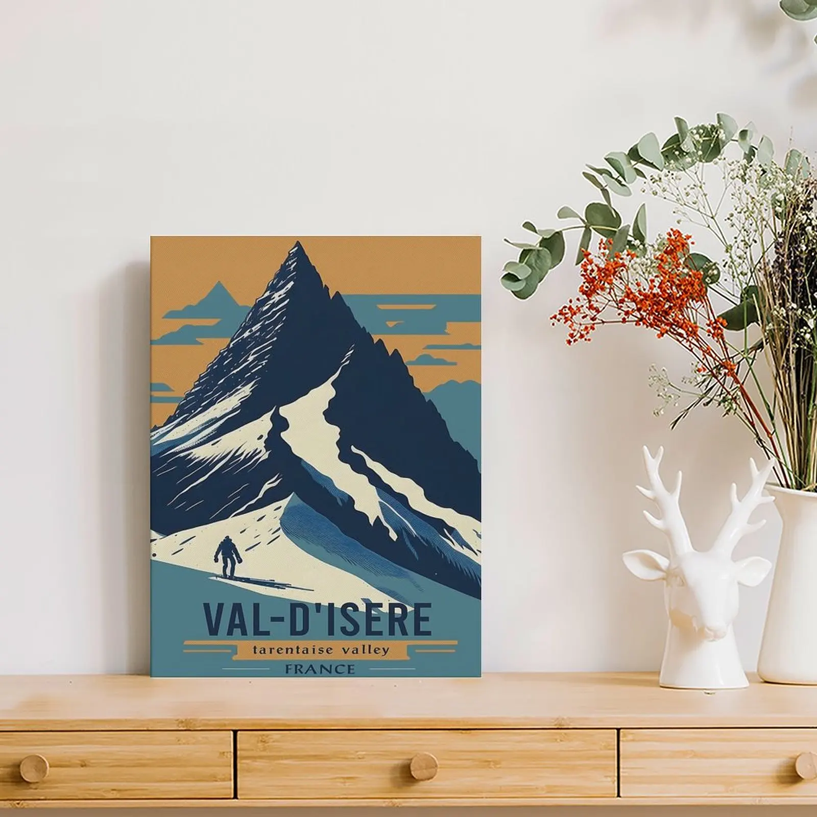 Ski Val D Isere French Alps Ski Poster Canvas Painting Wall Pub Garage Cave Printing Club French Alps Ski Framed Wall Painting - view 3