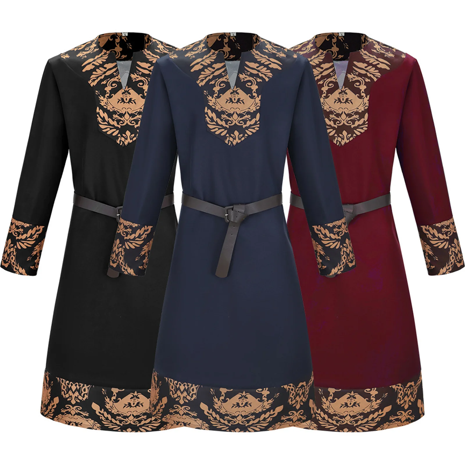 

Medieval Viking Pirate Robe with Belt Renaissance Knight Waist Coat Warrior LARP Costume Halloween Party Uniform