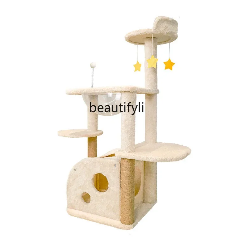 Large Multi-Layer Solid Wood Cat Climbing Frame Cat Nest Tree Integrated Jumping Platform Does Not Cover an Area