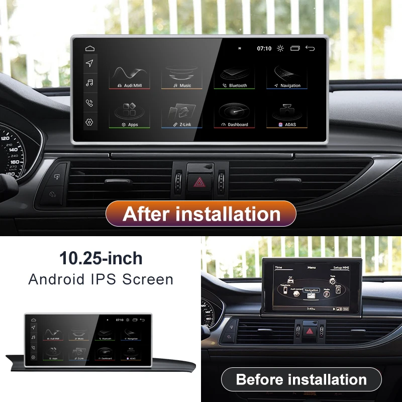 Qualcomm Snapdragon665 8G 128G Android12 10.25inch Wireless Carplay AUTO for AUDI 2012-2018 Year A6 A7 C7 Car Multimedia Screen