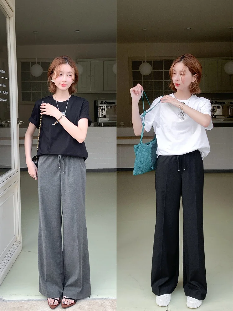 

UPF40 Sun Protection Cool Feeling Casual Pants Women's Elastic Sports Sle Slimming Wide Leg Summer Trousers High Waist Long...