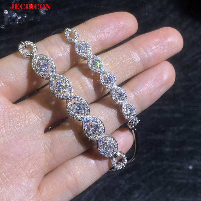 

JECIRCON Full Moissanite S925 Sterling Silver Bracelet Unique Twisted Knot Design Brilliant Sparkle Hot Selling Trendy Accessory