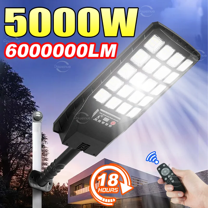 5000W Motion Sensor Solar Street Light Powerful 120 LED Solar Lamp Outdoor Gardens Light Waterproof Remote Control Wall Lights