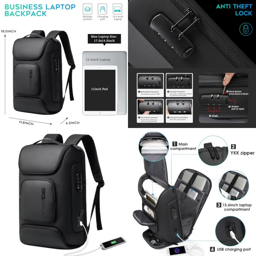 

Business Backpack, Laptop Backpack with USB Charging Port, Slim Business Backpacks Fit for 15.6 INCH, Men Traveling Backpackfor