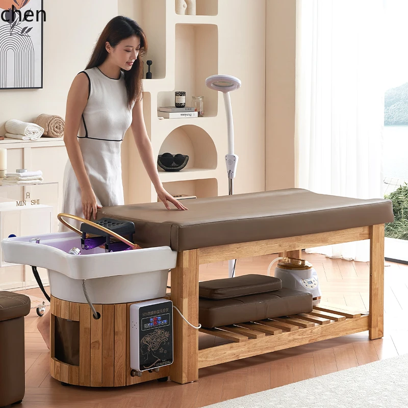 ZML all solid wood high-end hair treatment shampoo bed barber shop hair salon special fumigation water circulating bed