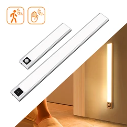 20/40cm Ultra cienka lampa LED pod szafką Ręczna lampa ładowana przez USB Lampka nocna z czujnikiem ruchu Oświetlenie szafy