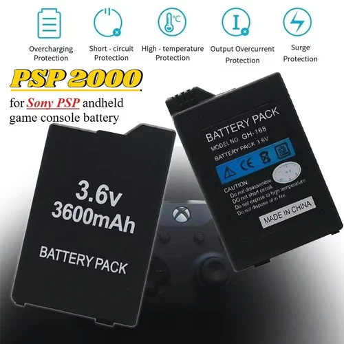 Batería de respaldo de 3600mAh para SONY PSP 2000, baterías de respaldo para consola de juegos portátil para SONY PS Lite PSP-2000 PSP-3000 PSP-3004, nuevo
