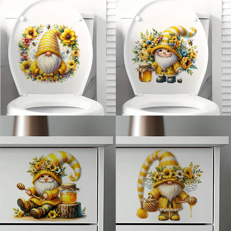 Bee Gnome Stickers, Bedroom Entryway Living Room Porch Home Decoration Wall Stickers, Removable Stickers