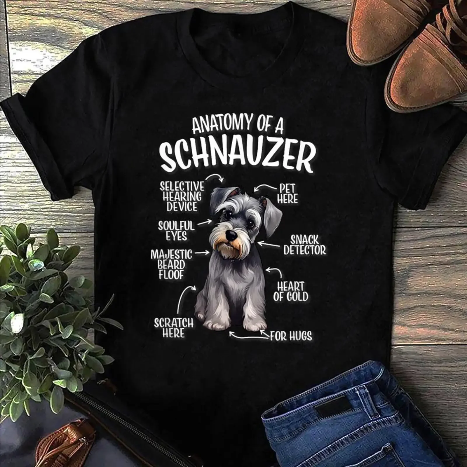 Anatomy Of A Schnauzer Funny Dog T Shirt For Miniature Lovers vintage Washed fashion Breathable Soft Stretched graphic