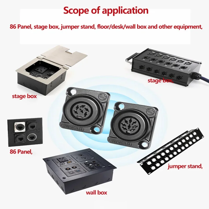 Adapter audio konferencyjny XLR żeński typu D, 5-pinowy, do klawiatury MIDI, złącze DIN 5/6/8-pinowe do lutowania, gniazdo do panelu 86. — zdjęcie produktu 5