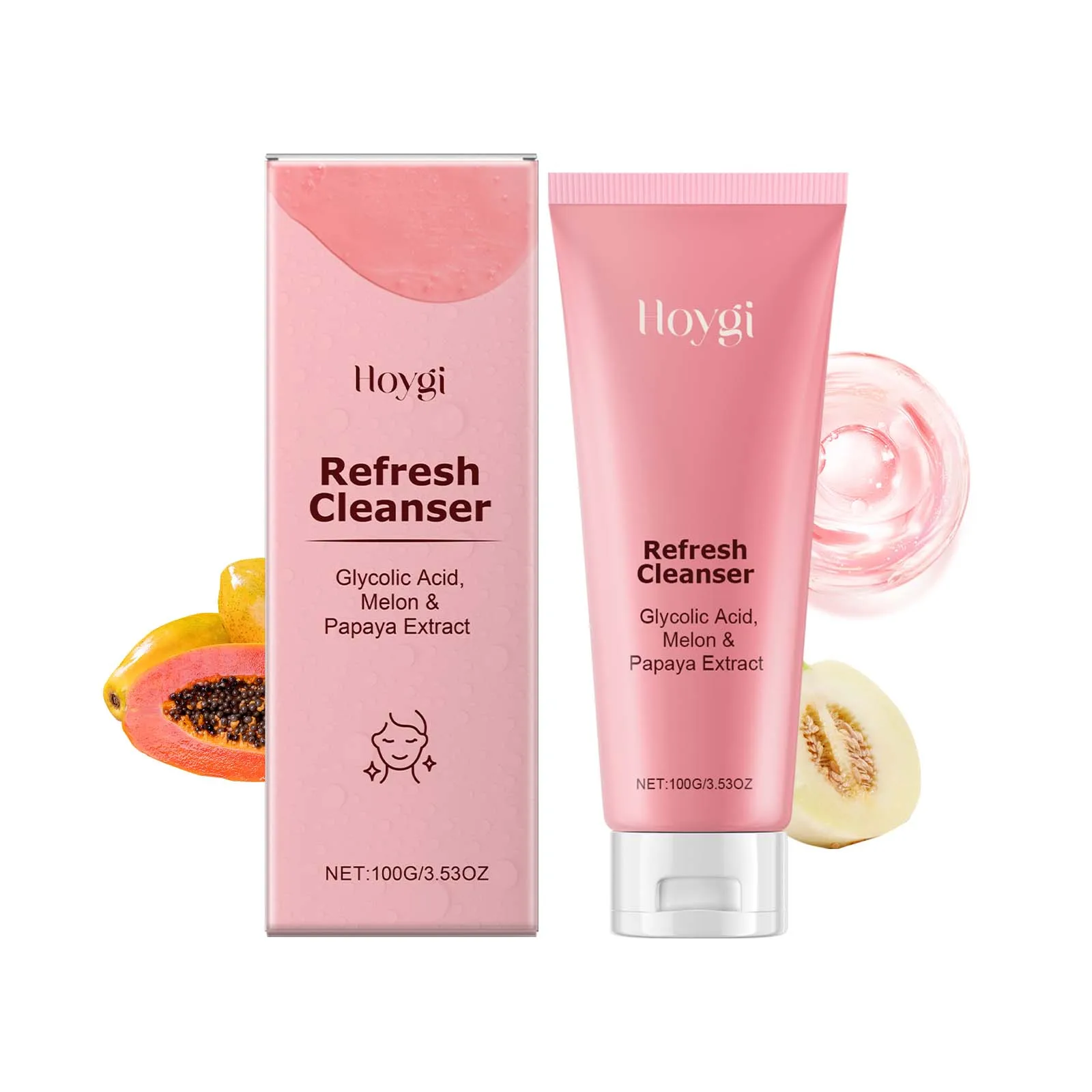 

Glycolic Acid Face Cleanser with Melon & Papaya Extract - Exfoliating & Brightening Wash | 100g"