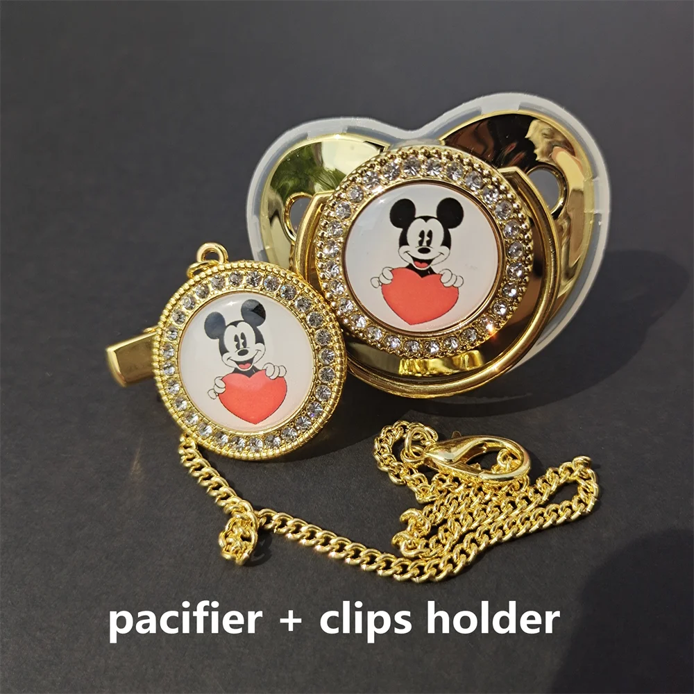 6 Colors Disney Bling Baby Pacifier Clip Silicone Baby Bling Fake Pacifier Newborn Personality Fake Baby Shower Gift Pacifier