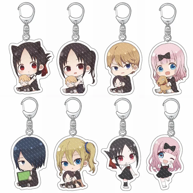 Anime Love Is War Keychain Cartoon Figure Kaguya Shinomiya‌ Hakuyou Agata Fujiwara Chika‌ Acrylic Pendant Keyring Key Chain Gift