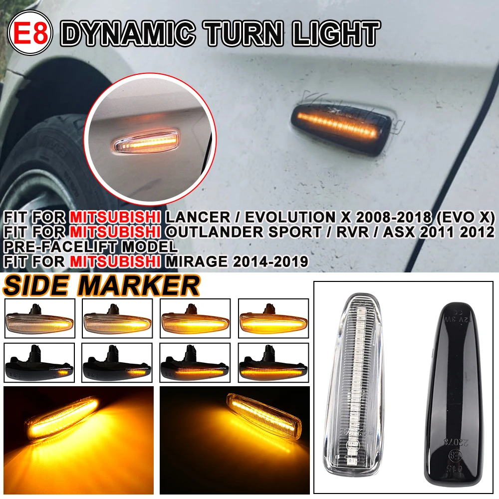 2pcs Dynamic LED Side Marker Turn Signal Light Repeater Lamp