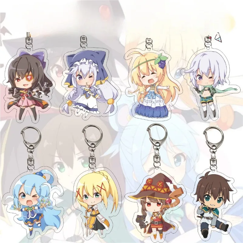 Satoshi Kazuma Aqua Hifumi Darkness Peripheral Animation Keychain Two Dimensional Customizable Charming Popular Acrylic Pendant