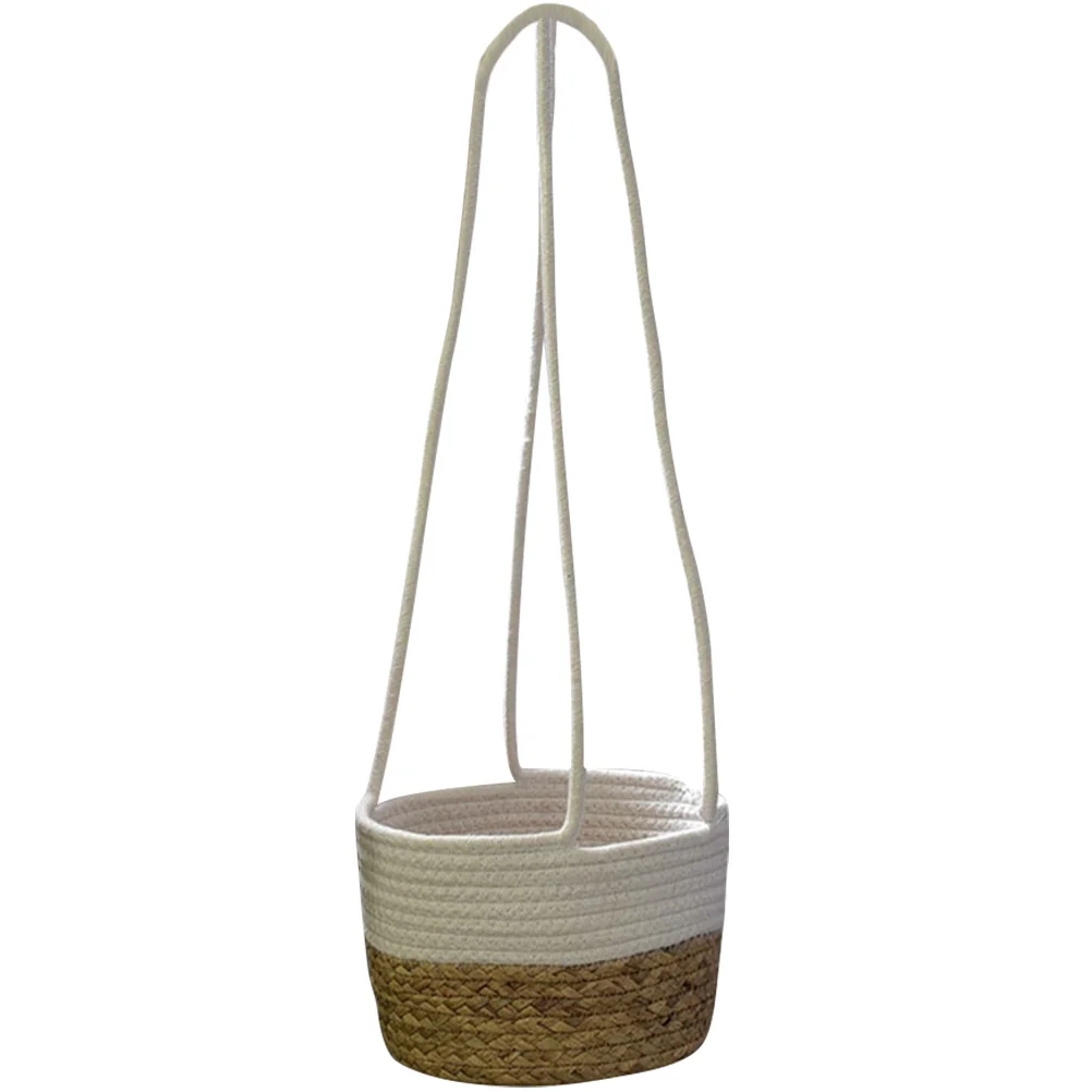 

Hanging Woven Basket Indoor Plant Pots Planting Balcony Planter Holder Flowers Rack