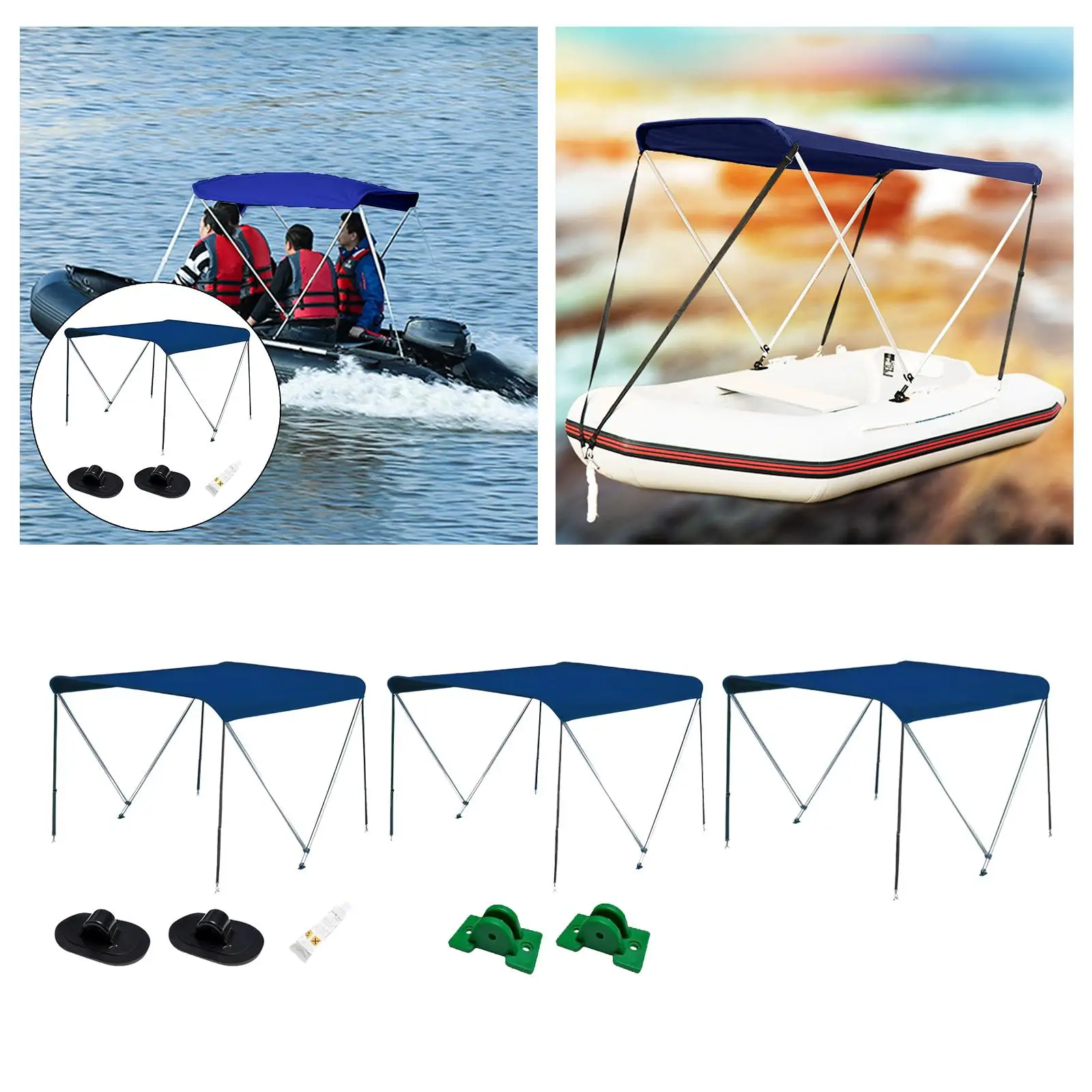 Inflatable Boat Canopy with Support Rod Sun Protection Sunshade Shelter Foldable Tent Kayak Awning for Fishing Boat Dinghy view 6