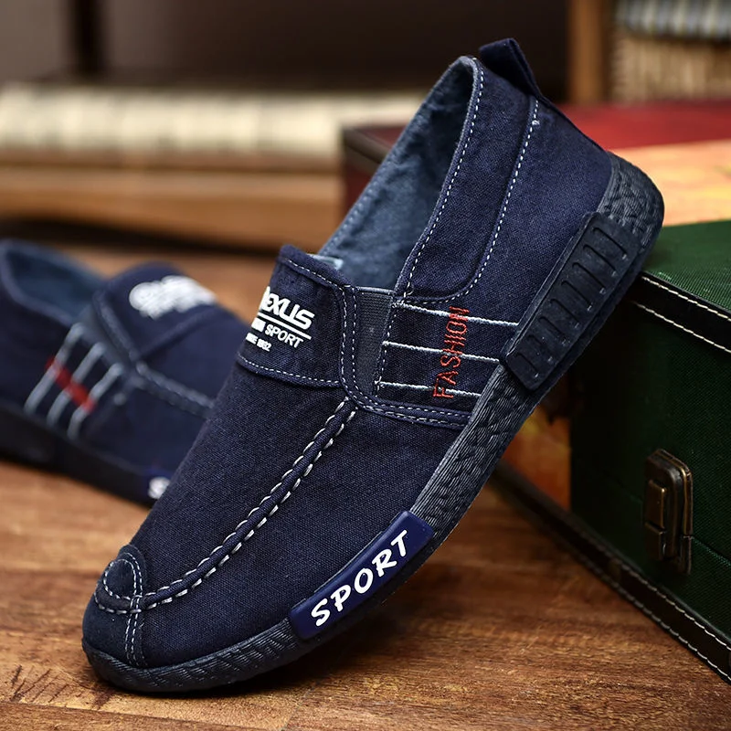 Sapatos de lona respirável para homens, jeans casuais, alpercatas loafer, tênis Soft Sole, tendência da moda