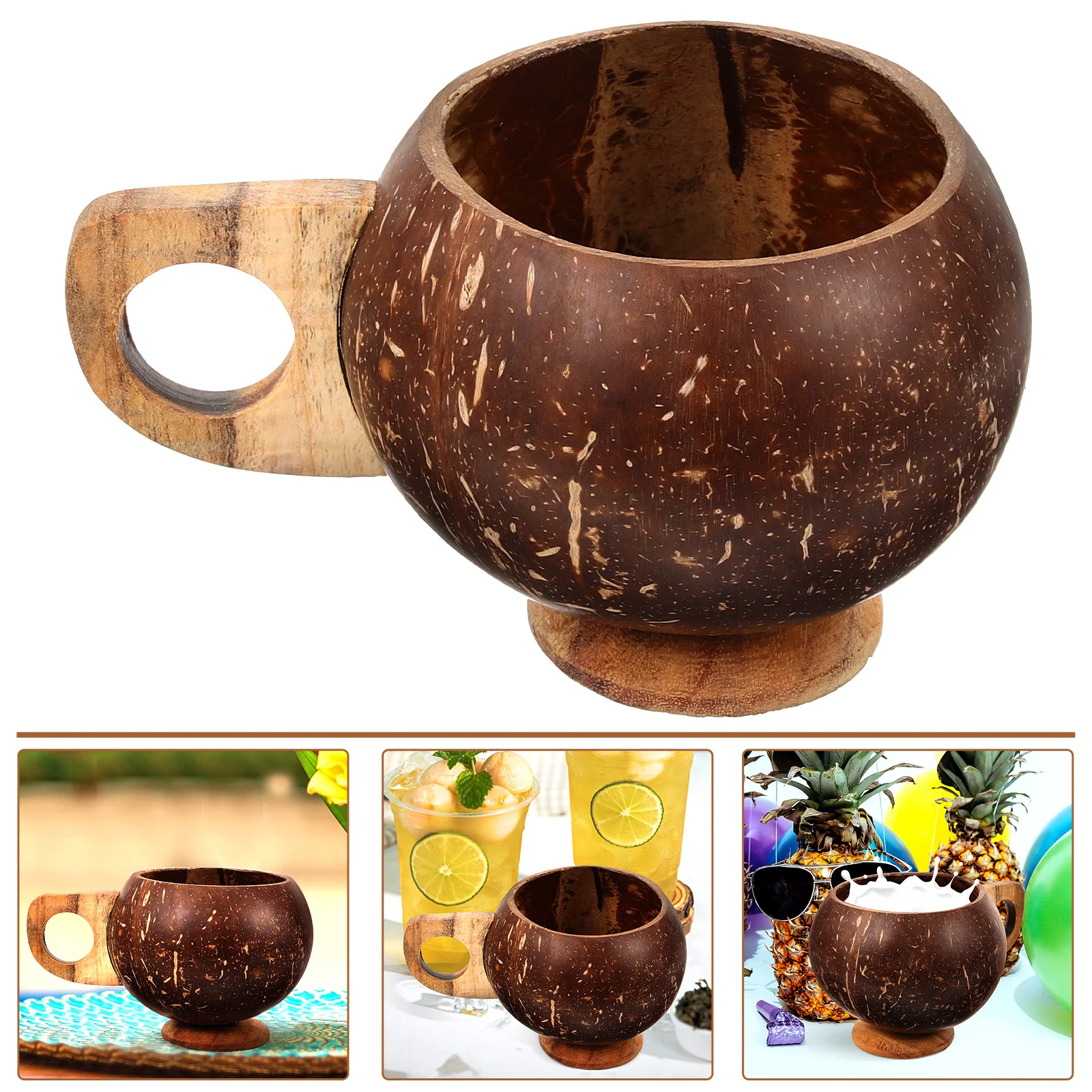 Natural Coconut Shell Glass Cup Coconuts Cups Hawaiian Party Coconuts-shell for Tea Drinking Coffee Mug Espresso