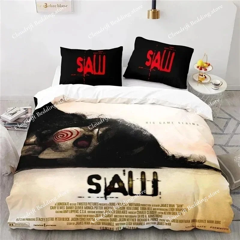 Horror Saw Movie Bedding Set Boys Girls Twin Queen Size Duvet Cover Pillowcase Bed Boys Adult Fashion Home Textileextile