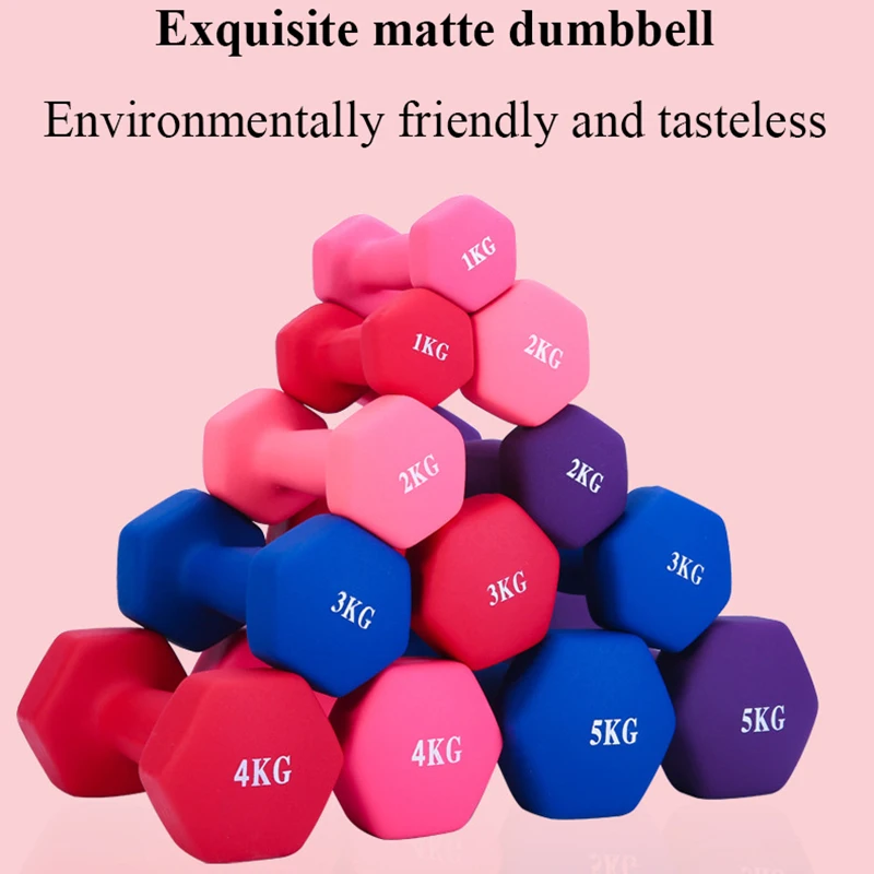 Custom Logo Home Use Fitness Gym Weight Hex Equipment Rubber 1kg 5kg Man Women Pink Dumbbell