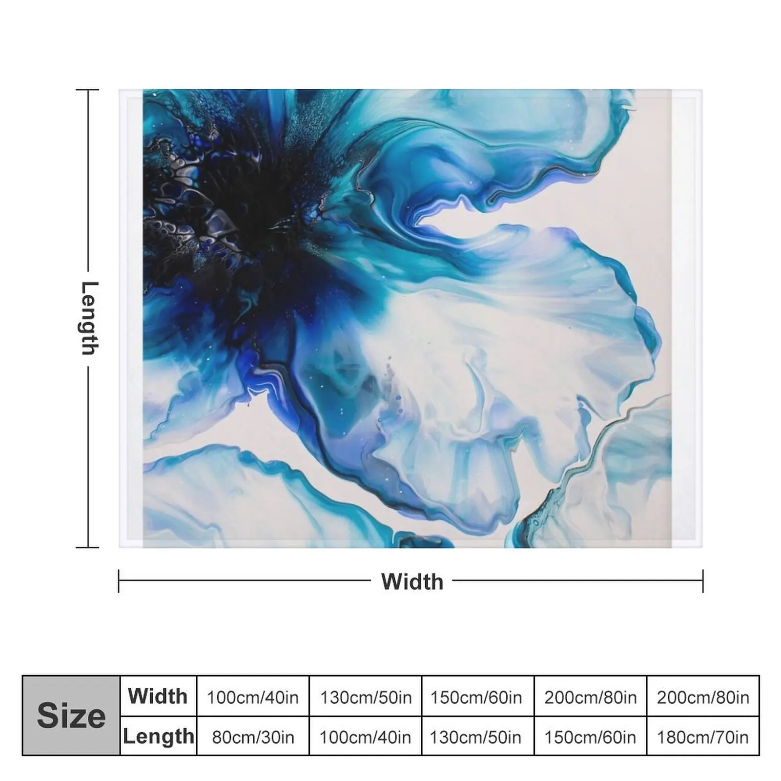 Beautiful Iris Flower Abstract Fluid Art Acrylic Pour Design Throw Blanket Sofa Bed Fashionable Blankets