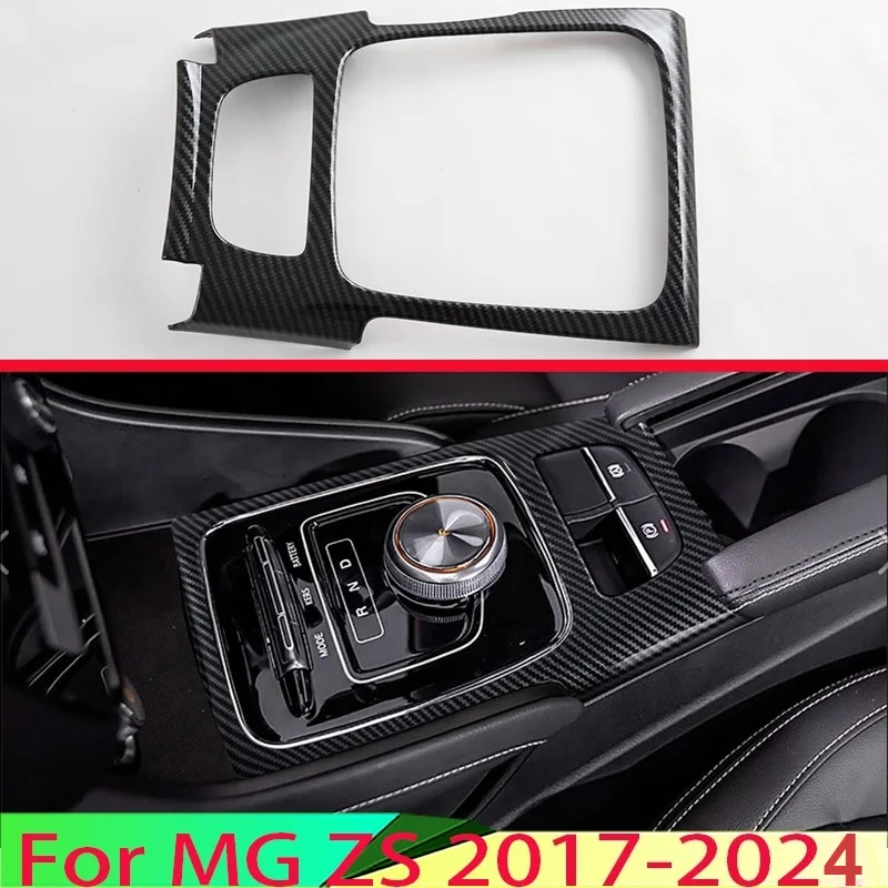 

For MG ZS 2017-2024 Car Accessories Carbon Fiber Style Gear Shift Panel Center Console Cover Trim Frame