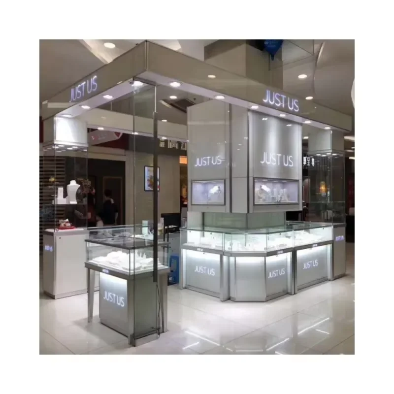 Heavy Waterproof Jewelry Display Cabinet with LED Lights for Perfume & Electronics Museums Square Design