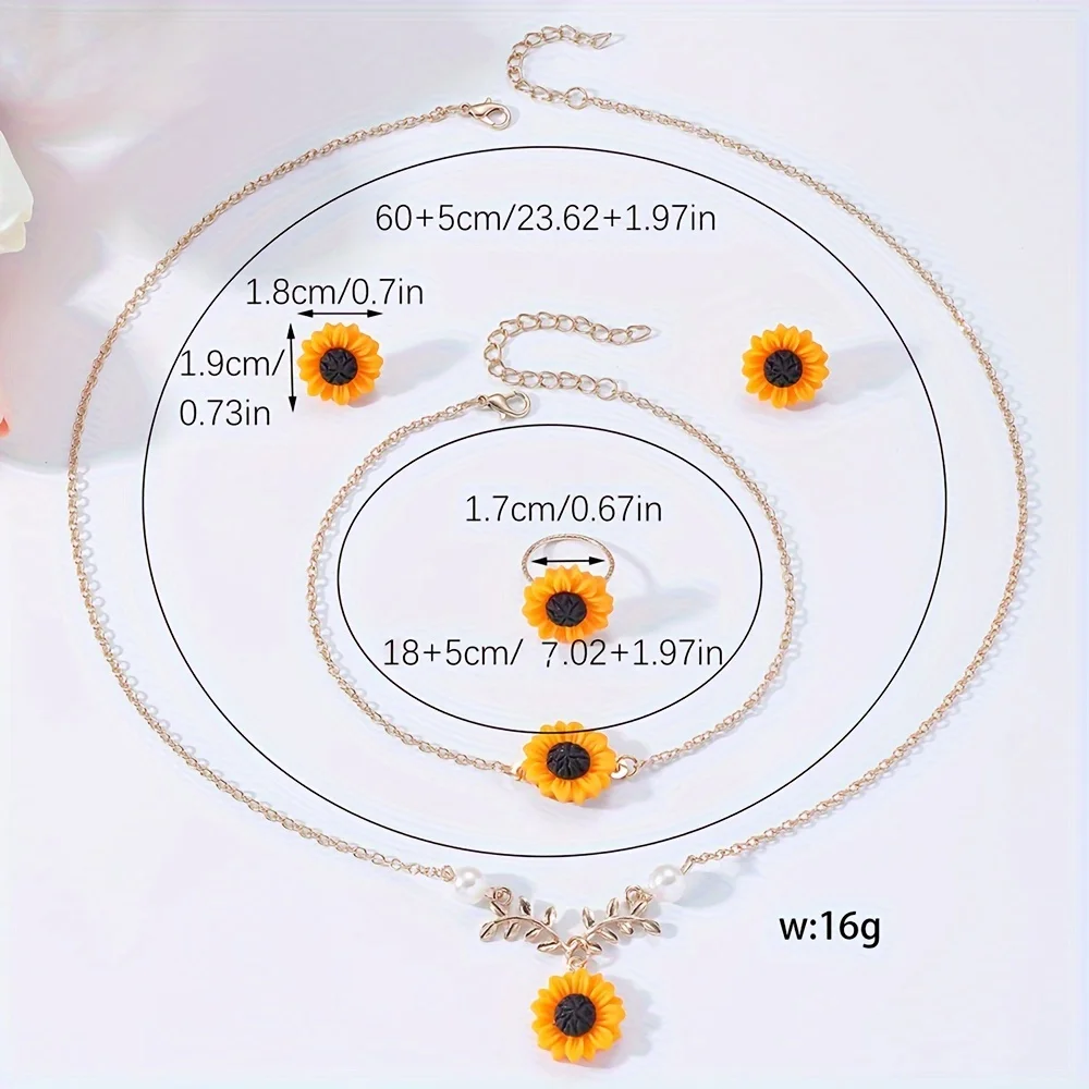 6pcs/set Cute Daisy Flower Quartz Watch and Jewelry Set for Women - Perfect Gift for Girls and Her