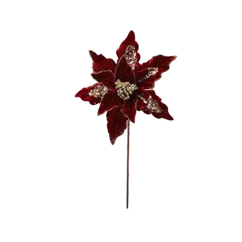 

Easy to Use Hanging Glitter Xmas Flower Beautiful DIY Artificial Christmas Flower Unique Simulation Handmade Flowers Home Decor