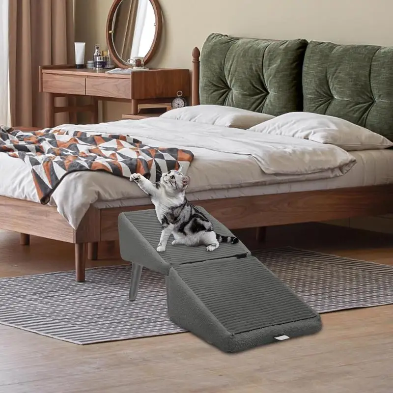 New Foldable Dog Ramp for Bed Dog Vehicle Stairs Anti-Slip Kitten Puppy Ladder Multifunctional Footrest Stool for Small Cats