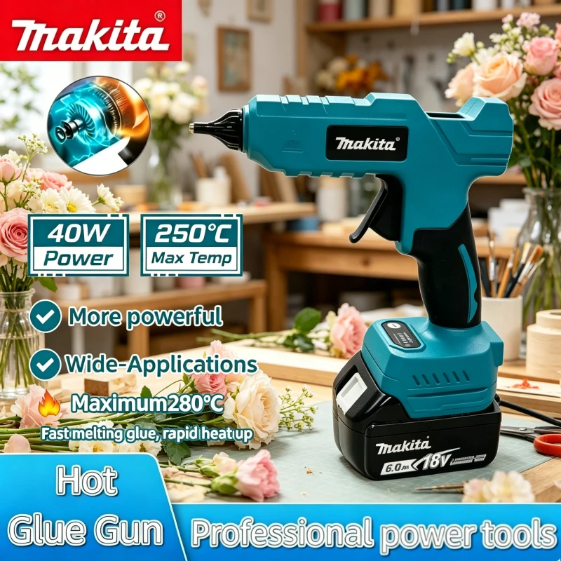 

Makita DIY Repair Tool Hot Melt Welding Cordless Electric Hot Glue Gun Handheld Hot Air Gun Anti-scald Nozzle For 18V20V Battery