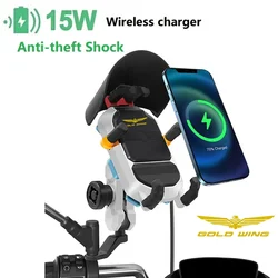For Honda Gold Wing 1800 1500 1200 Goldwing GL1800 GL 15W Wireless Charging Motorcycle Phone Holder Fast Charger