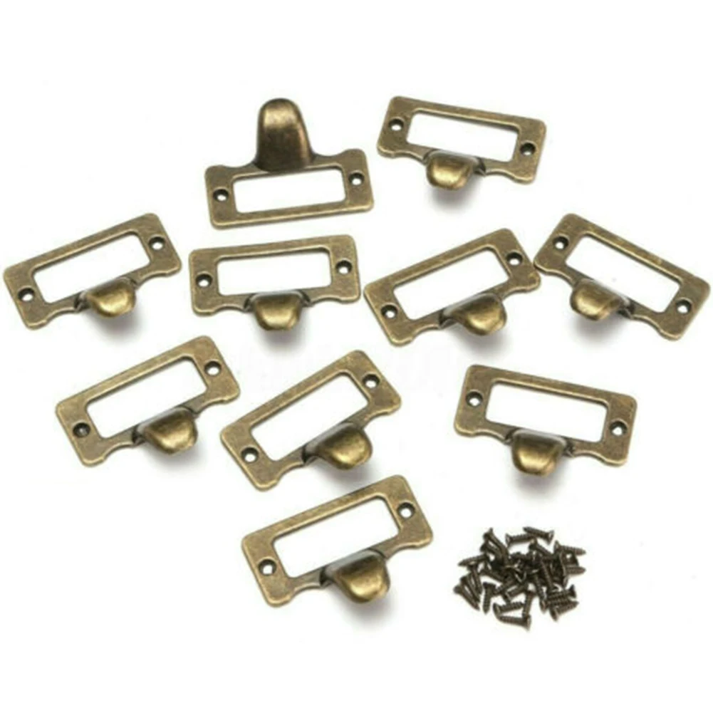 

Drawer Label Pull 10pcs 58mm*45mm Zinc Alloy Antique Cabinet File Frame Handle Handles Holder Screws Brand New