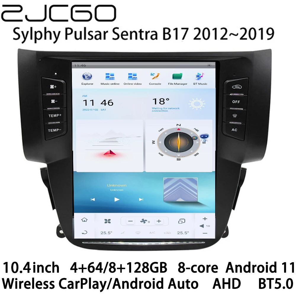 

ZJCGO Автомобильный мультимедийный плеер стерео GPS радио навигация NAVI Android 2012 экран для Nissan Sylphy Pulsar Sentra B17 2019 ~