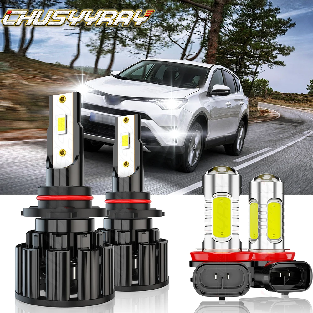 

CHUSYYRAY Car lights Compatible For Toyota RAV4 2016 2017 2018 LED Headlight Bulbs High/Low Fog Light Combo Kit 4X Car accessory