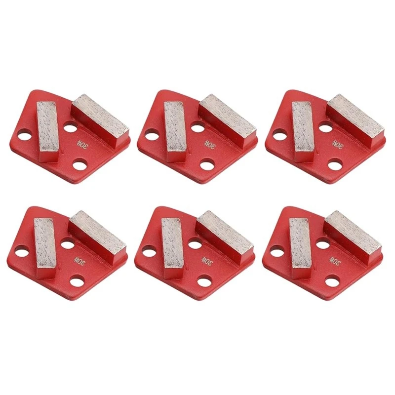 HOT-For Preparation& Thin Epoxy Removal 6Pcs Trapezoid Diamond Concrete Floor Grinding Disc 30 Grit Metal Scraper Shoes Kit