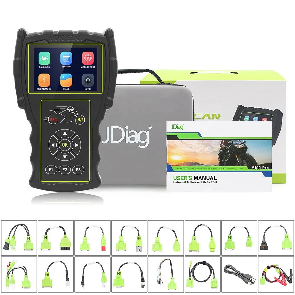 New Product Jdiag M100 Pro Moto Scanner Motorcycle Diagnostic Tool+12V Battery Testing Machine Wholesale