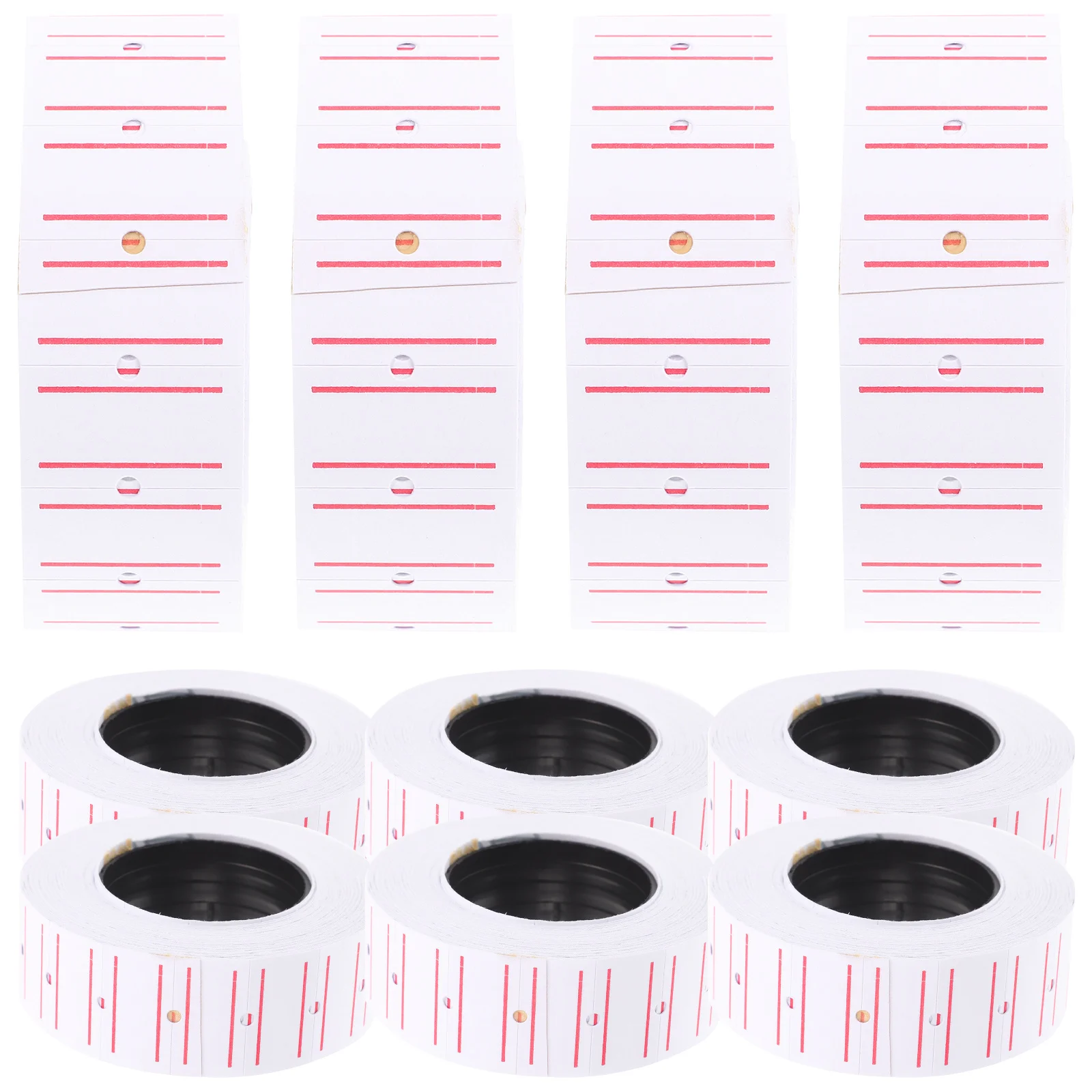 1 Roll Red Double Line Price Label Paper For Supermarket Cost Tag Machine Self Adhesive Price Marker Tape Retail Sale Signs