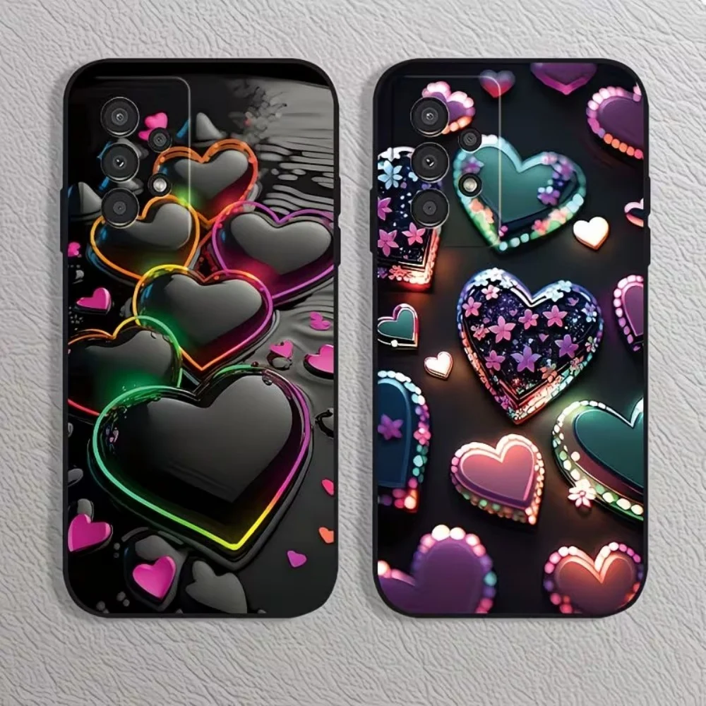 Glowing Heart Anti Fingerprint Phone Case For Samsung Galaxy A73 A72 A71 A70 A56 A55 A54 A53 A52 A51 A50 S 4G 5G Protect Cover view 4