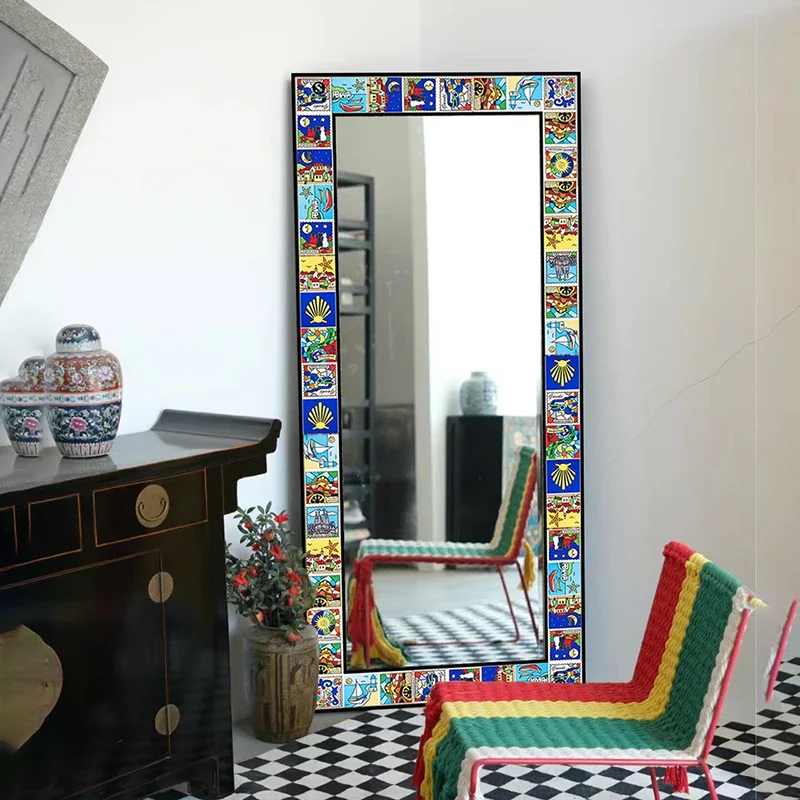 

Square Frame Mirror Aesthetic Full Body Funky European High End Mirror Dressing Design Modern Spiegel Wand Home Decorations