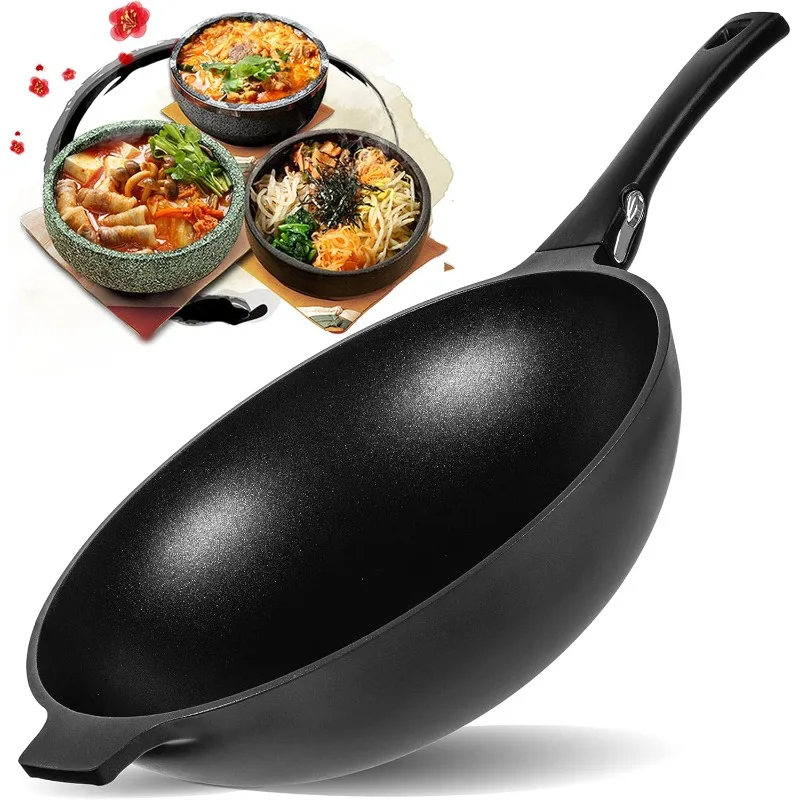 Aluminum Nonstick 12 inch Wok - Induction Compatible - Lightweight