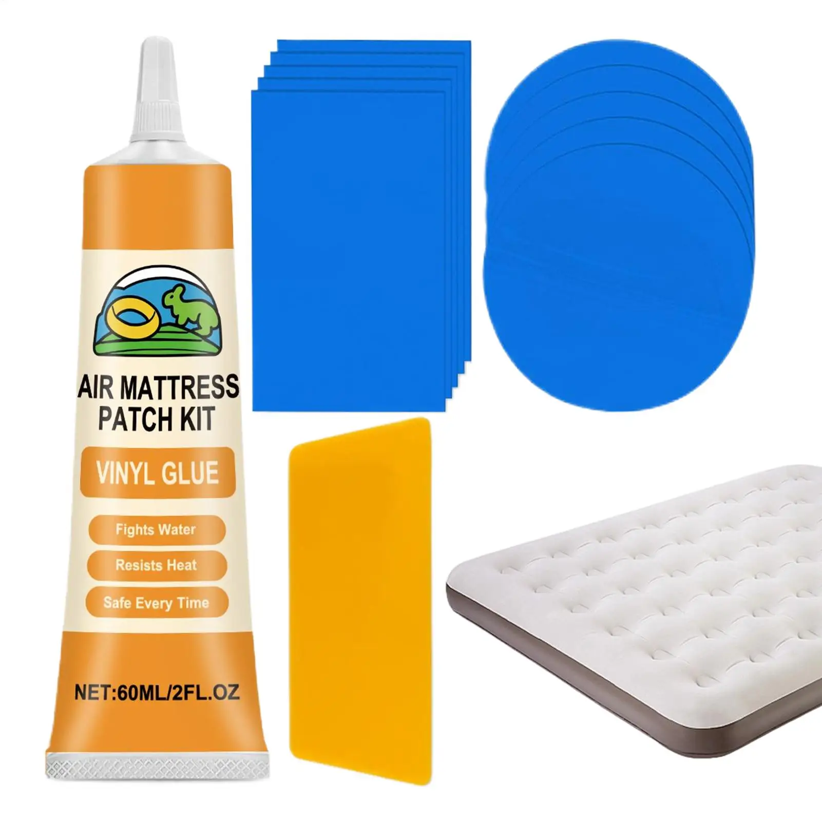 Professional Inflatable Repair Kit High-Strength Waterproof Patches & Adhesive For Air Mattress, Pool Toys, Boats & Outdoor Gear