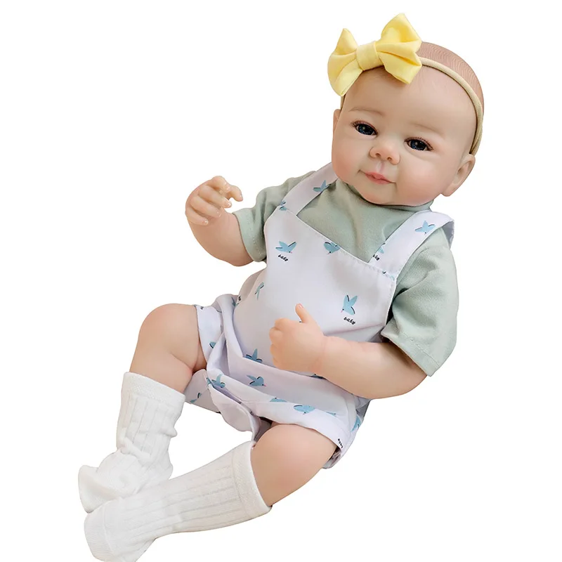 48cm Full Vinyl Body Reborn Girl Doll  Julietta with 3D Skin Multiple Layers Painting Blue Eyes Painted Hair Doll Toy