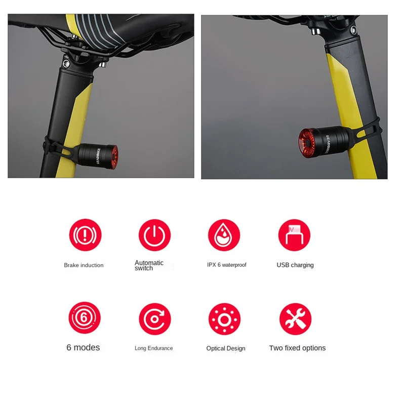

LEADBIKE умный задний фонарь для велосипеда с датчиком тормоза велосипедный фонарь велосипедный фонарь USB перезаряжаемый светодиодный задний фонарь держатель аксессуаров для велосипеда