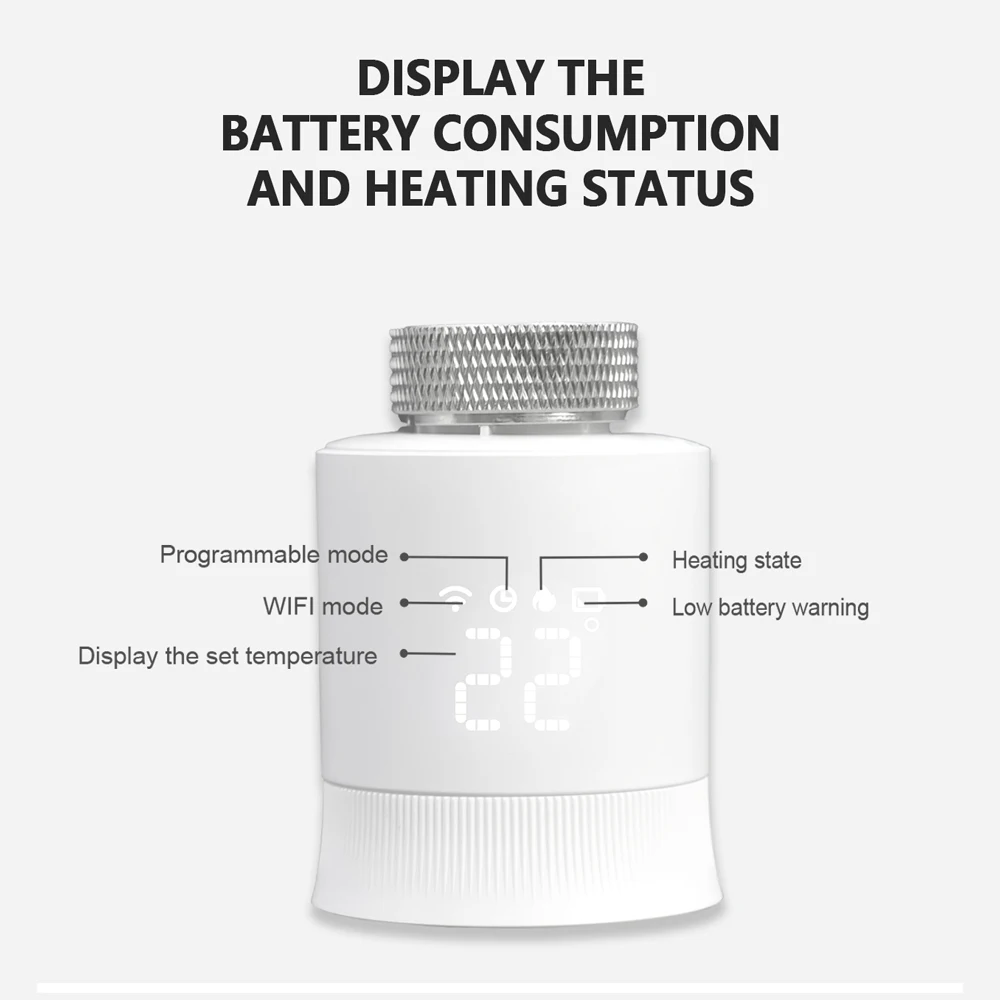 Умный термостатический радиаторный клапан, еженедельный программируемый цифровой радиаторный клапан, температура Zigbee, совместимая с Amazon Alexa