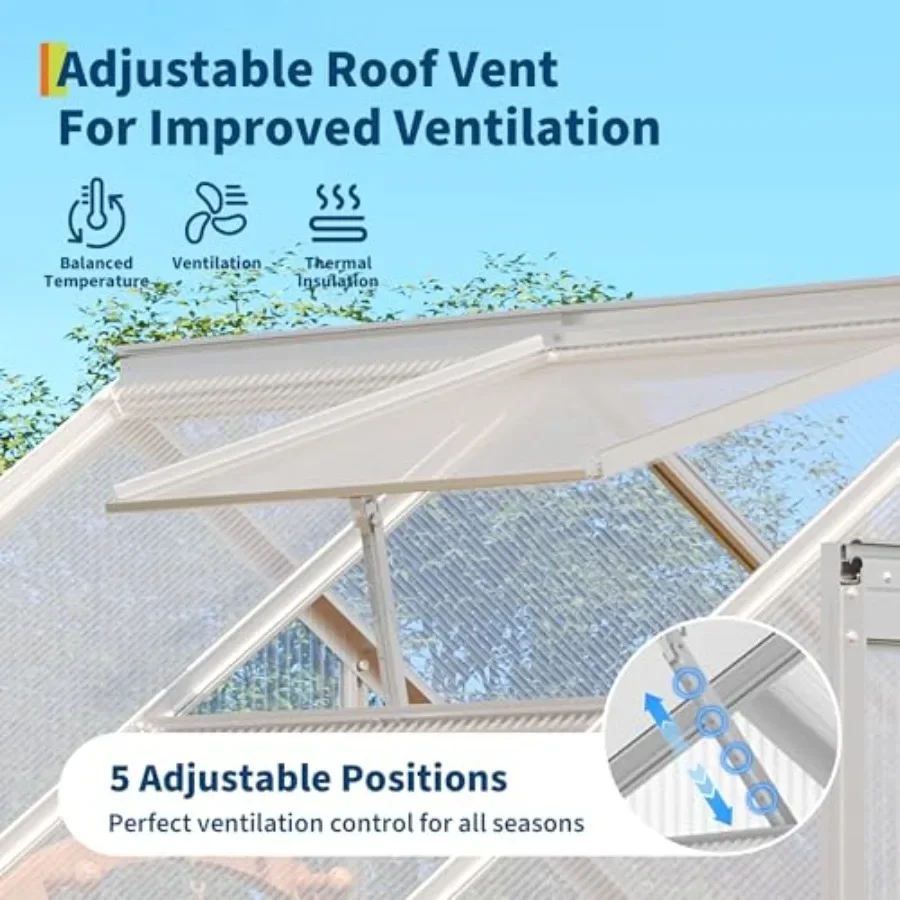 Heavy Duty 6x3 Feet Polycarbonate Walk-in house for Outdoors - Sturdy Aluminum Frame, Sliding Door, Adjustable Roof Vent, Rain