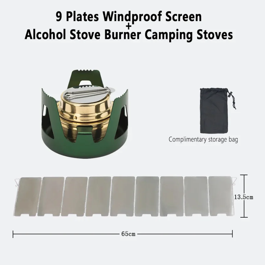 

Windproof Screen and Portable Alcohol Stove Burner Set Firepower Stove Aluminum Alloy Bracket Ultralight Brass Camping Stoves