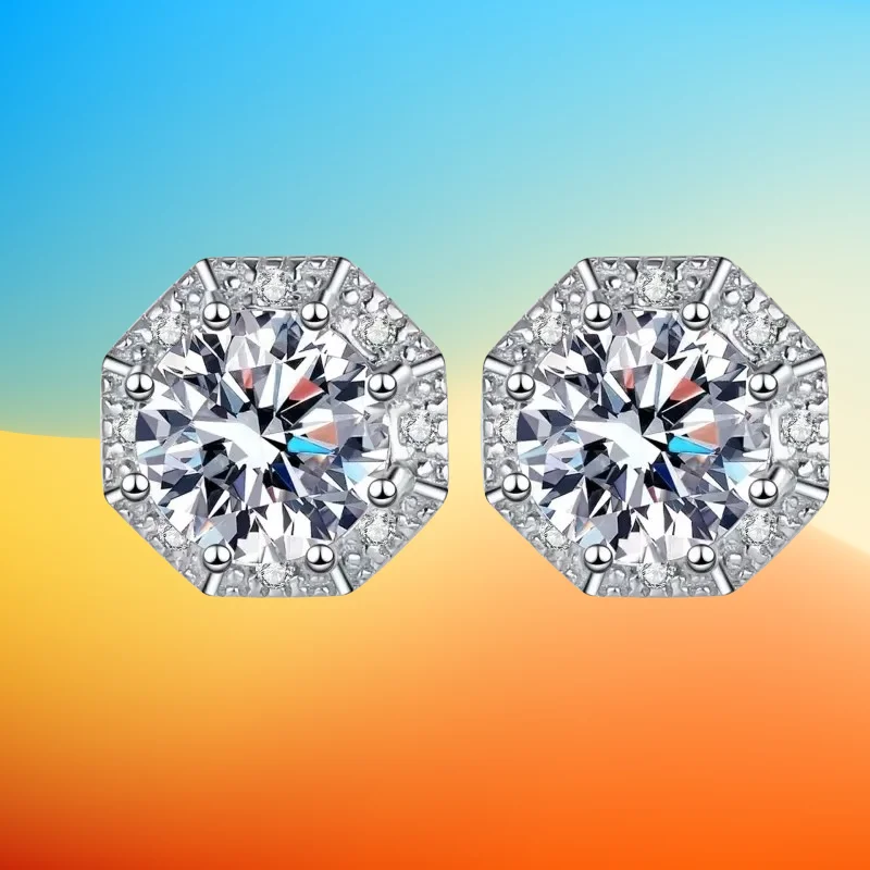 

Classic PT950 Platinum ladys Each 1ct Moissanite Diamond Earplug Stud Earrings for Women Jewelry for family Birthday Gift Girl